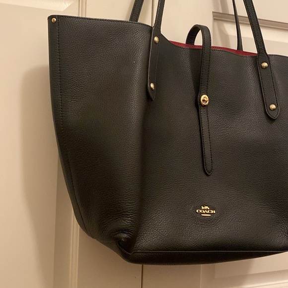 Coach Tote Bag, Black with Red, Gold Hardware, good condition - Picture 3 of 10